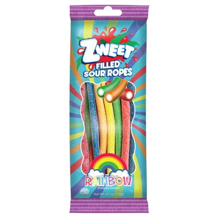 Zweet Sour Ropes Filled Rainbow Go-Pack  Pack of 12