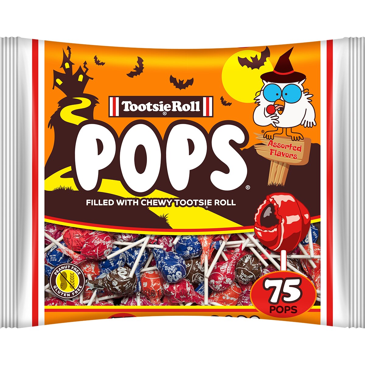 Tootsie Pops  Assorted Lollipop with Chocolatey Center 46.2 Oz. Peanut Free  Gluten Free. Contain Milk and Soy