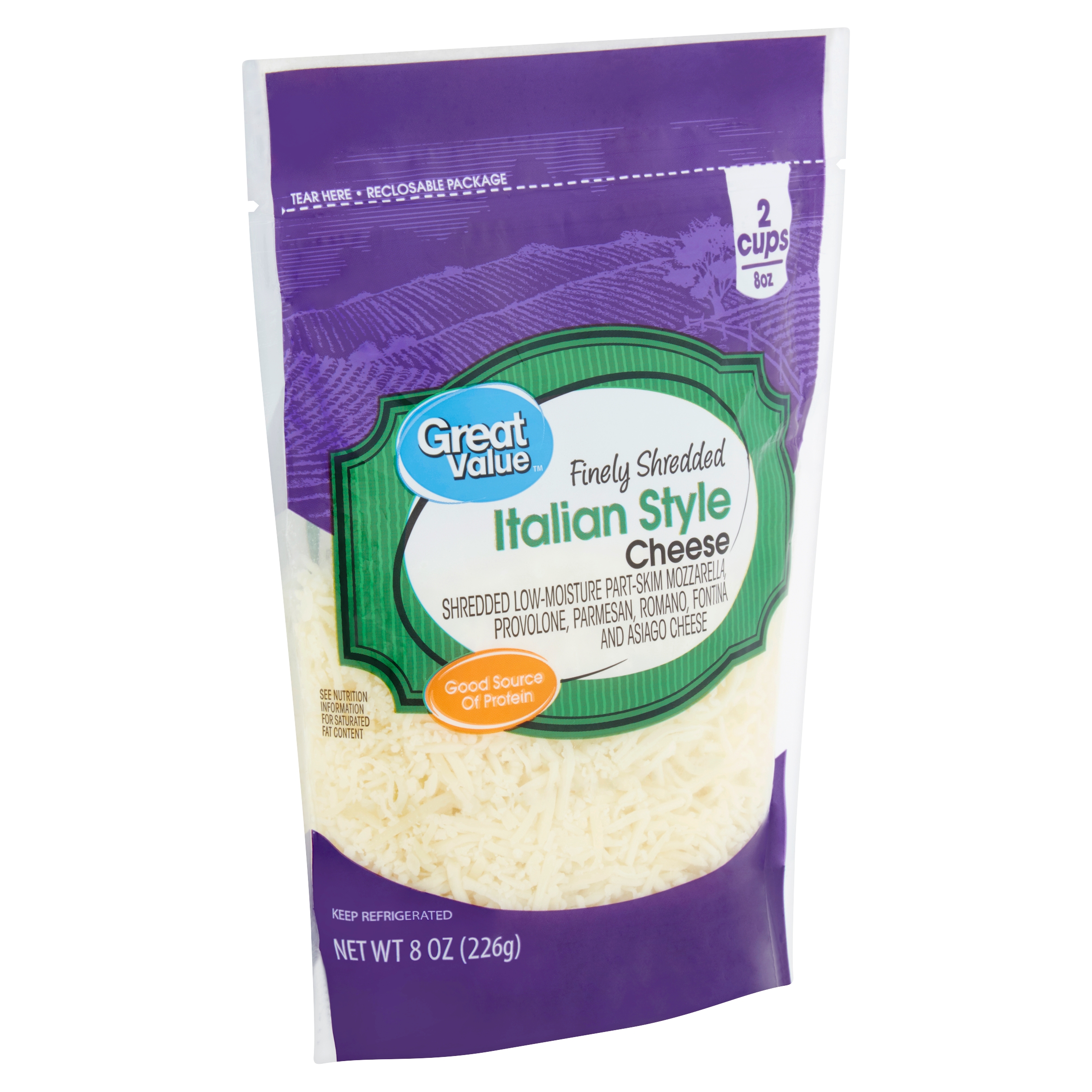 Great Value Finely Shredded Italian Style Cheese, 8 Oz Image
