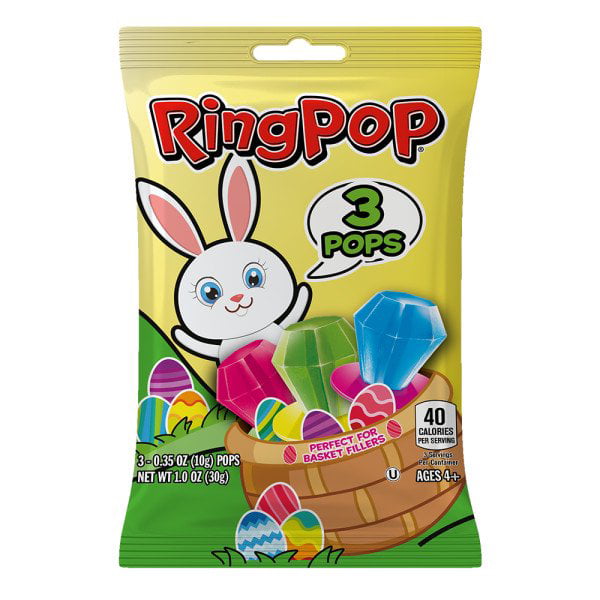 Ring Pop Easter 3 Ct. Bag Strawberry  Blue Raspberry  and Watermelon