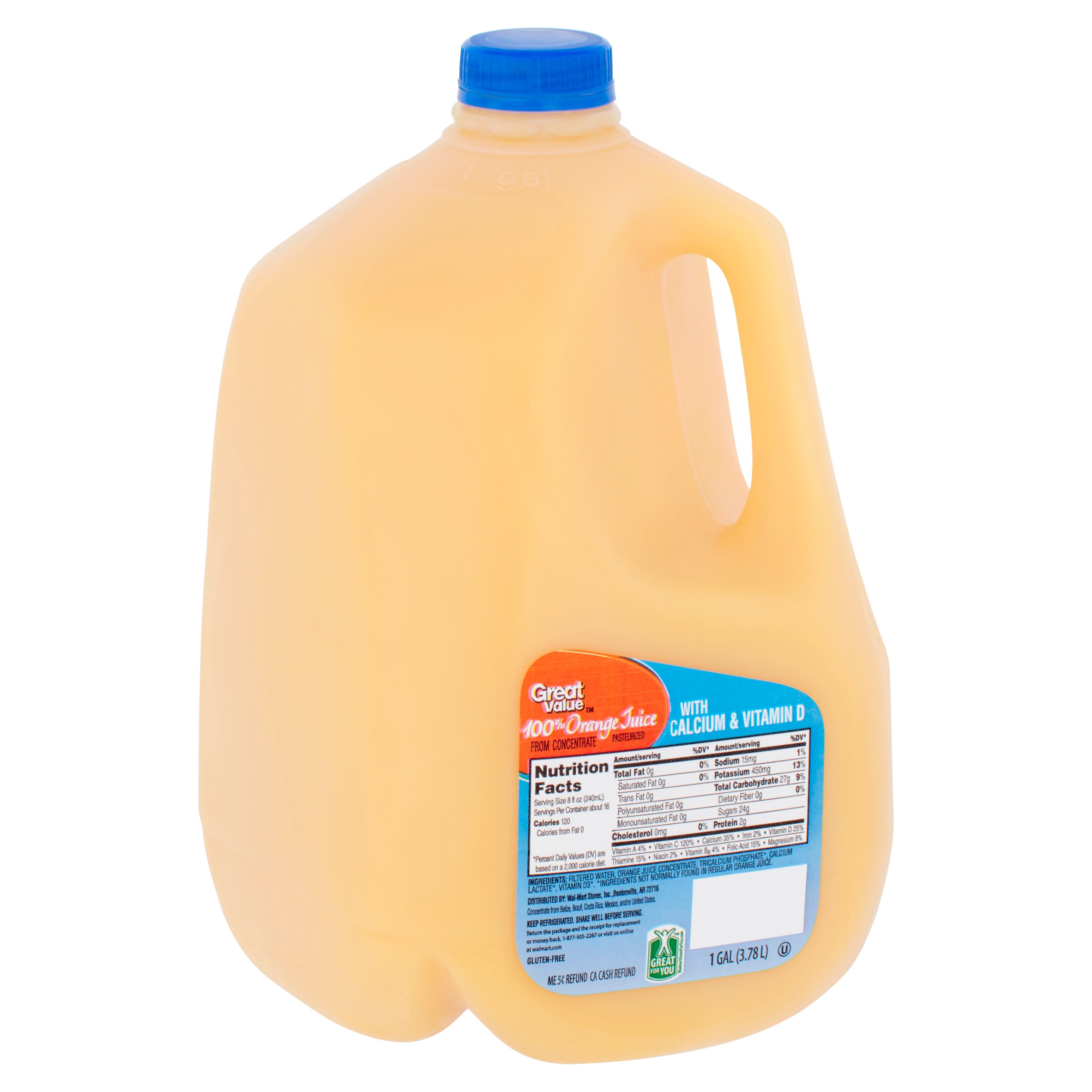 Great Value 100% Orange Juice, 1 Gal Image