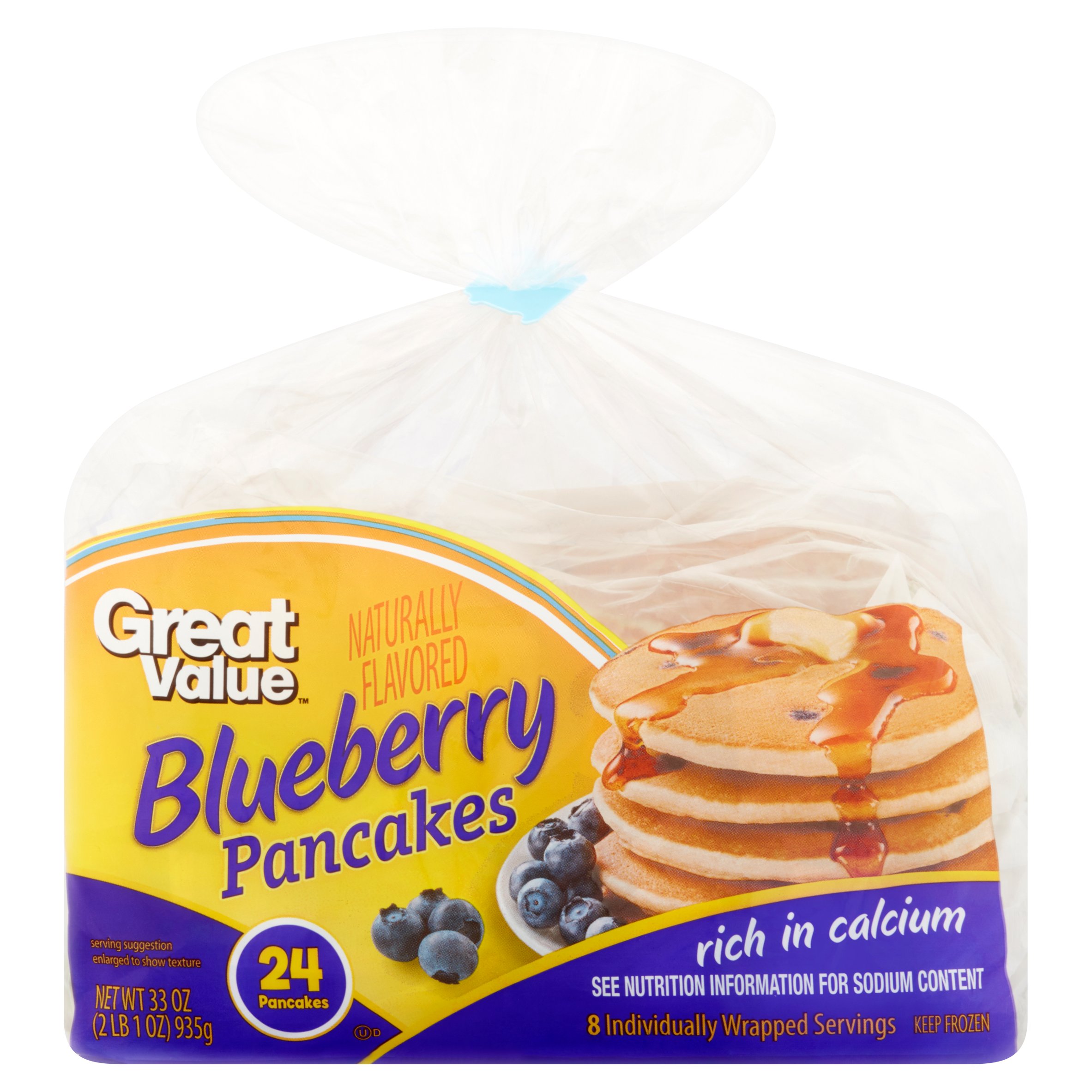 Great Value Blueberry Pancakes, 24 Count, 33 Oz Image
