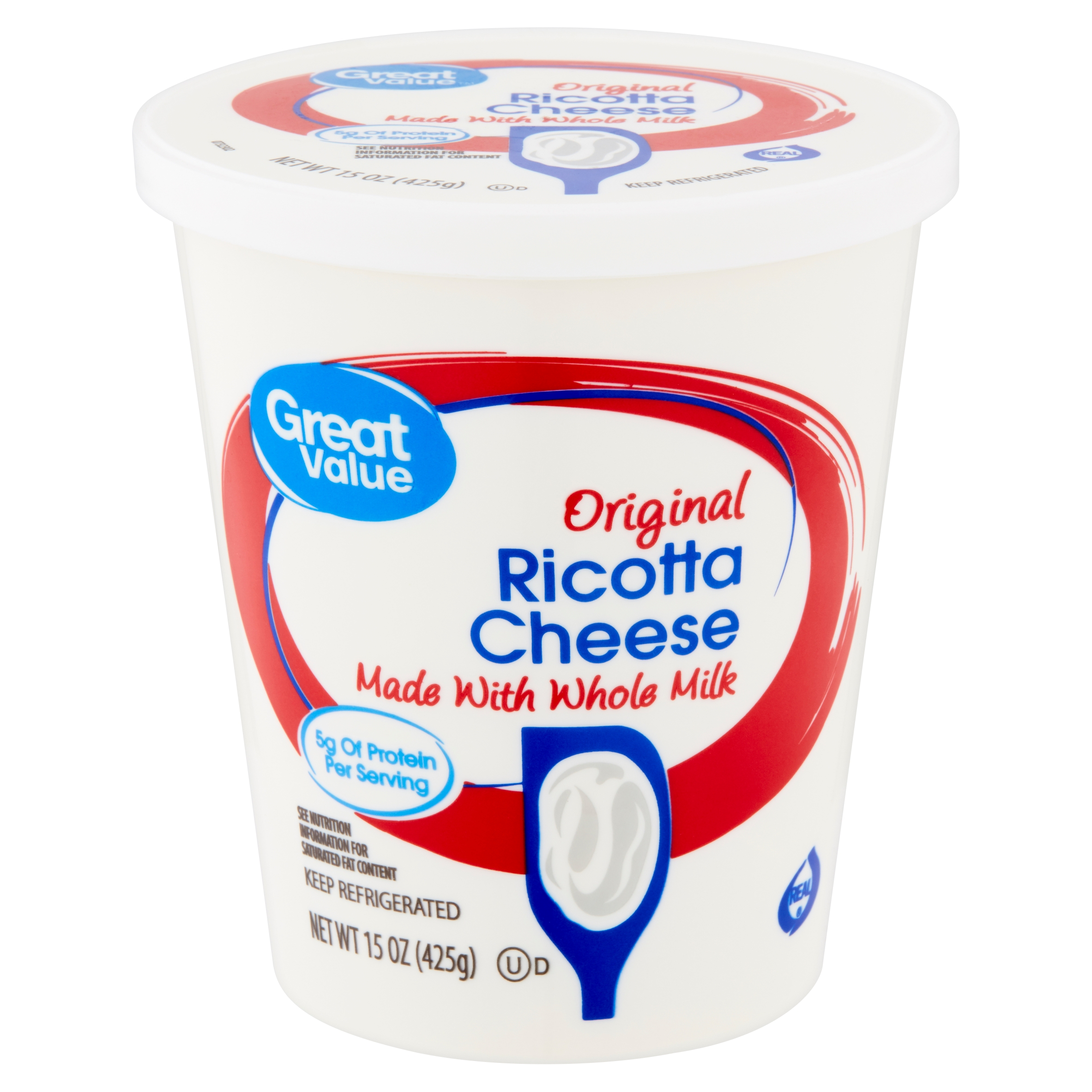 Great Value Original Ricotta Cheese, 15 Oz Image