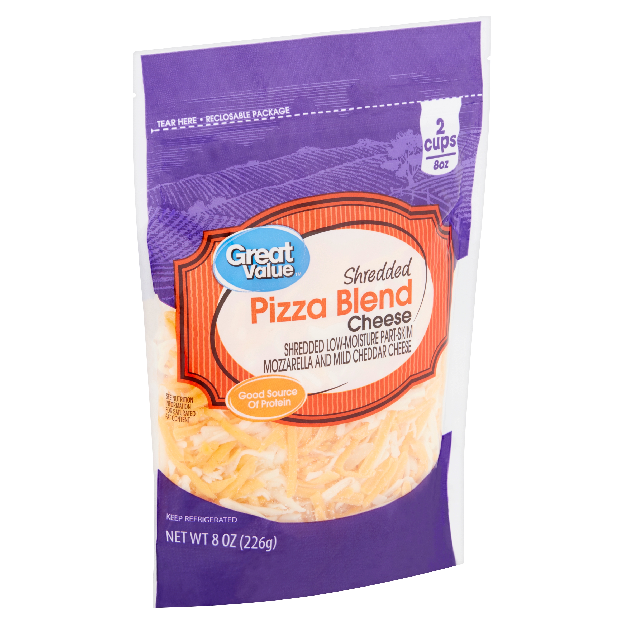 Great Value Shredded Pizza Blend Cheese, 8 Oz Image