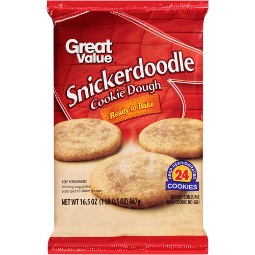 Great Value Ready to Bake Snickerdoodle Cookie Dough, 16.5 Oz., 24 Count Image