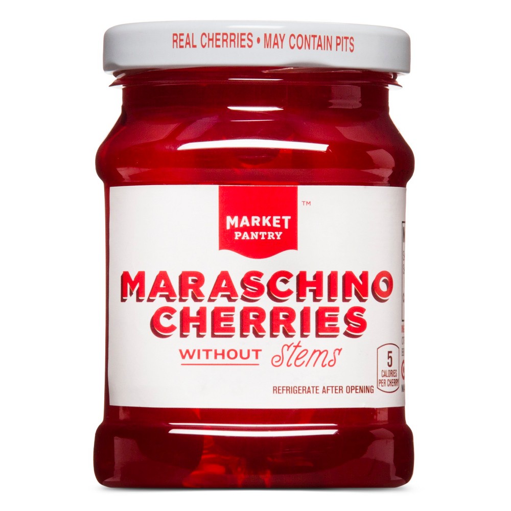 Maraschino Cherries in Light Syrup Without Stems - 12oz - Market Pantry Image