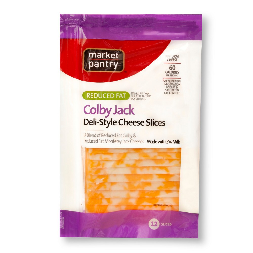 Reduced Fat Deli Sliced Colby Jack Cheese - 12ct - Market Pantry Image