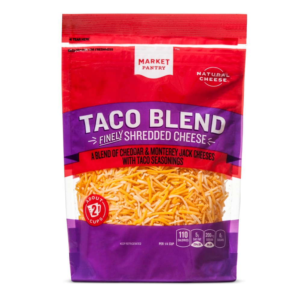 Finely Shredded Mexican Style Taco Blend Cheese - 8oz - Market Pantry Image