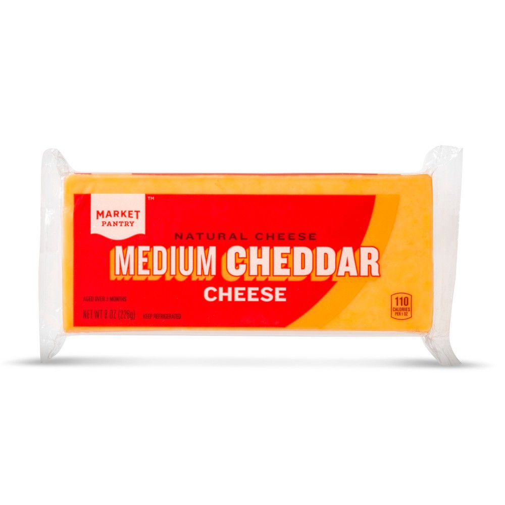 Natural Medium Cheddar Cheese - 8oz - Market Pantry Image