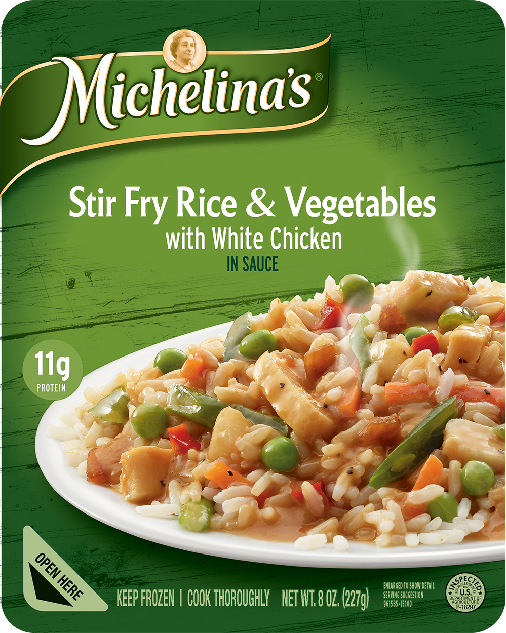 STIR FRY RICE & VEGETABLES WITH WHITE CHICKEN IN SAUCE, STIR FRY RICE & VEGETABLES