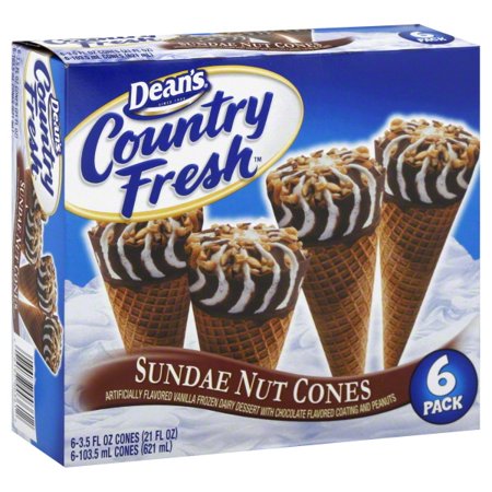 Sundae Nut Cones, Vanilla Flavored Ice Cream Cone with Chocolate Flavored Coating & Peanuts