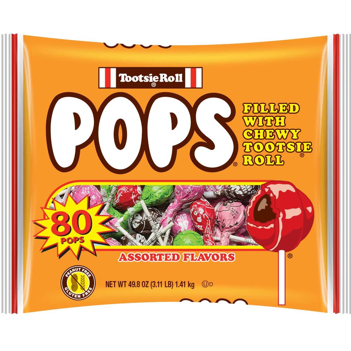 Tootsie Roll Pops Original with Chocolatey Center  Giveaway Bag  Peanut Free  Gluten Free  Assorted Flavors  80 Count 80 Count (Pack of 1)