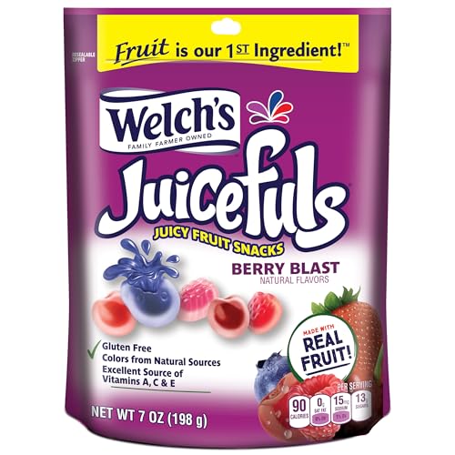 Welch S Juicefuls Juicy Fruit Snacks  Berry Blast  Fruit Gushers  Gluten Free  Sharing Size Bags  7 Oz (Pack of 1)