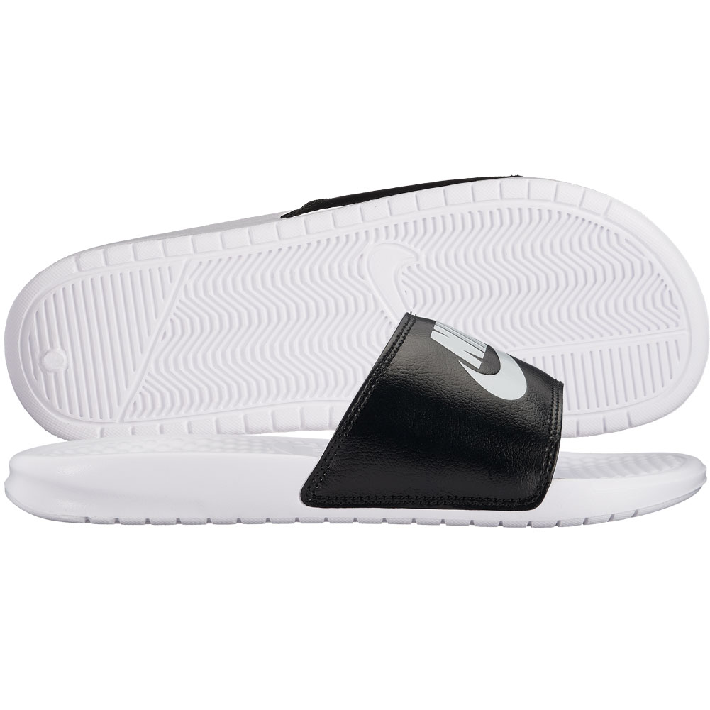 Nike Men's Benassi Just Do It Slides White/Black 10