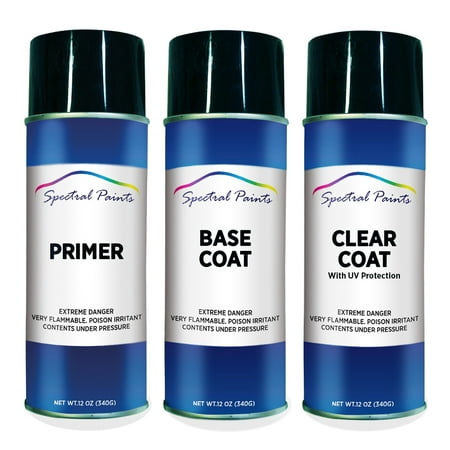 Spectral Paints Compatible/Replacement for Mercedes-Benz 9797 Kristallweiss: 12 Oz. Primer  Base & Clear Touch-up Spray Paint