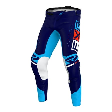 FXR Mens Navy Cyan Red Podium Pro LE MX Pants Lightweight Flexible Athletic Fit - 34 223334-4542-34