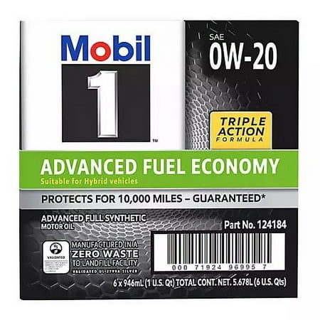 Mobil 1 Advanced Fuel Economy Full Synthetic Motor Oil 0W-20  6 Pk./1 Qt.