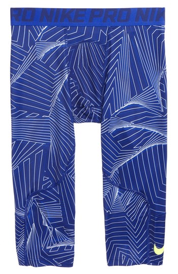 Boy's Nike Pro Three Quarter Training Leggings, Size M (10-12) - Blue