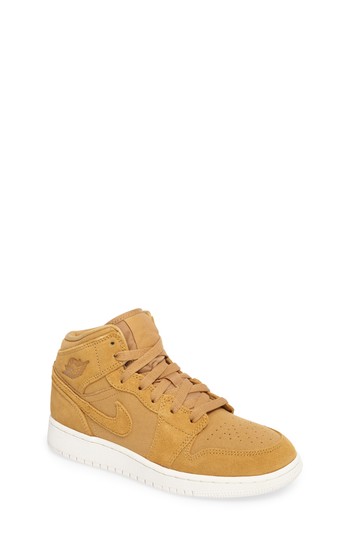 Boy's Nike 'Air Jordan 1 Mid' Sneaker, Size 10 M - Brown