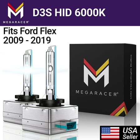Mega Racer Ford Flex D3S HID Headlights 6000K White 35W Ford Flex 2009 2010 2011 2012 2013 2014 2015 2016 2017 2018 2019 09 10 11 12 13 14 15 16 17 18