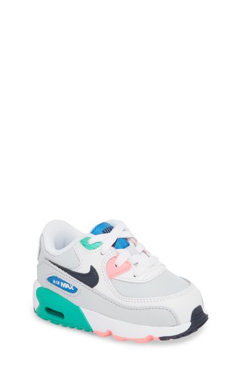 Nike Air Max 90 Leather White/Obsidian/Pure Platinum Toddler Kids' Shoe White/pink Size 10