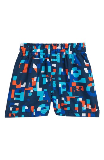 Infant Boy's Under Armour Word Toss Volley Swim Trunks, Size 24M - Blue