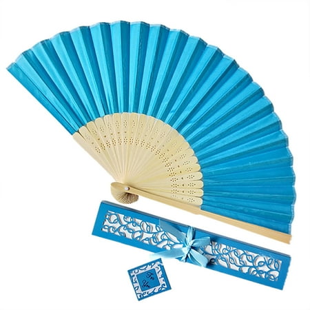 FNGZ Shooting Props Clearance Promo Wedding Gift Box Gift Fan Tray Carton Couple Gift Solid Color Silk Fan Sky Blue