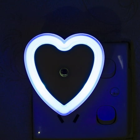 FNGZ Night Lights Clearance Promo Heart Shape Plug-in Intelligent Light Sensor Control LED Night Light Lamp for Bedroom Hallway Blue