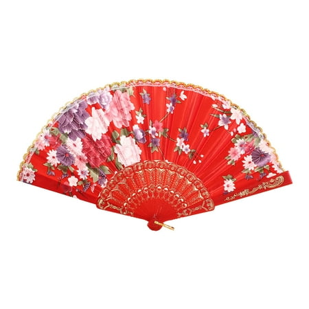FNGZ Fans Clearance Promo Best Chinese Style Dance Wedding Party Lace Silk Folding Hand Held Flower Fan