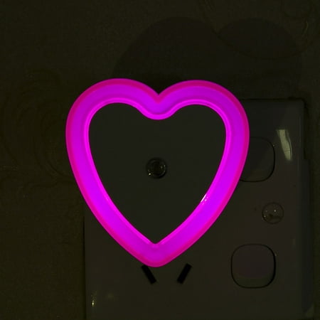 FNGZ Night Lights Clearance Promo Heart Shape Plug-in Intelligent Light Sensor Control LED Night Light Lamp for Bedroom Hallway Pink