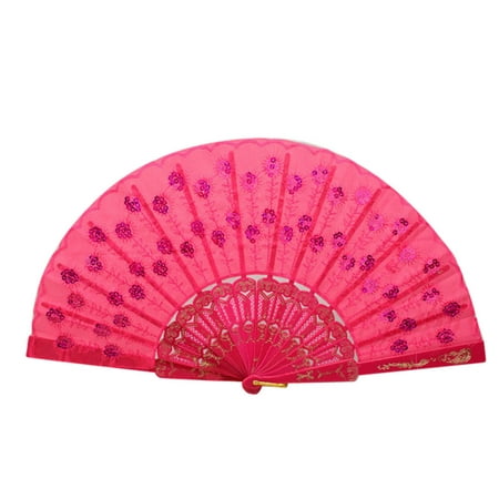 FNGZ Fans Clearance Promo Spanish Lace Silk Folding Hand Held Dance Fan Flower Pattern for Party Wedding