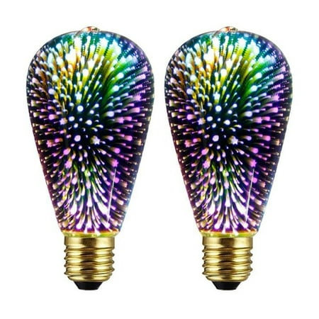 FNGZ LED Light Clearance Promo 2 Pack 3D Light Effect LED Light Bulb Multicolor Light Bulb Disco Light Bulb Colorful Light Bulb Party Light Bulb Gold
