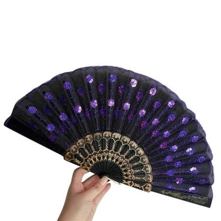 FNGZ Fans Clearance Promo Spanish Lace Silk Folding Hand Held Dance Fan Flower Pattern for Party Wedding