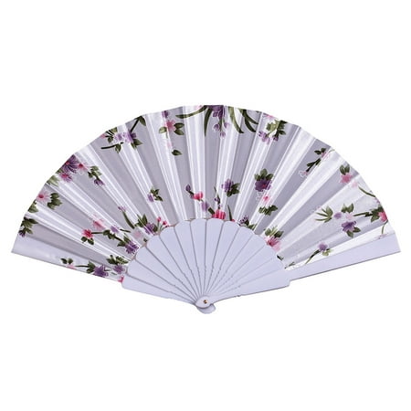 FNGZ Fans Clearance Promo Best Chinese Style Dance Wedding Party Lace Silk Folding Hand Held Flower Fan White