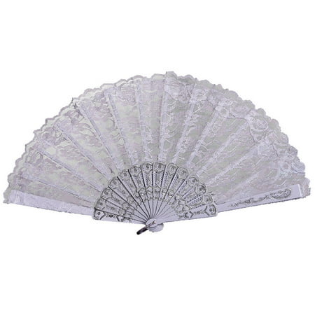 FNGZ Fans Clearance Promo Lace Fan Hand Party Style Held Flower Wedding Chinese Dance Silk Folding Fans White