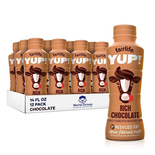 Fairlife YUP! Rich Chocolate Flavor 16g Protein - All Natural Flavors, Low Fat Ultra Filtered Milk Rich, 14oz Bottle (Pack of 12) by World Group Packi