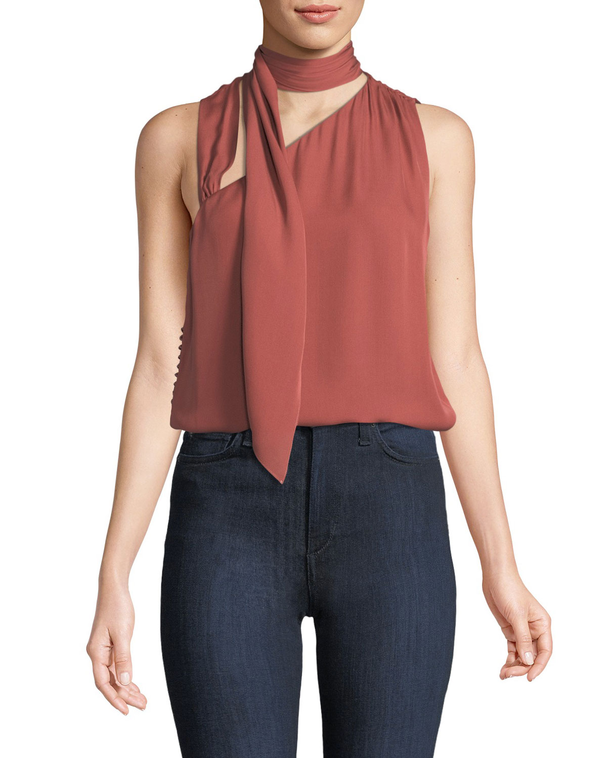 Haute Hippie Golden Hour Neck Sash Silk Top