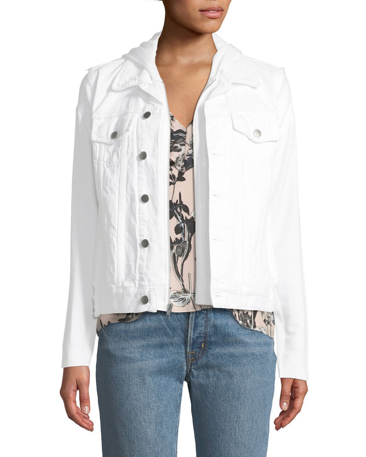 Women's Bailey 44 Joy Juice Hooded Denim Jacket, Size Large - White
