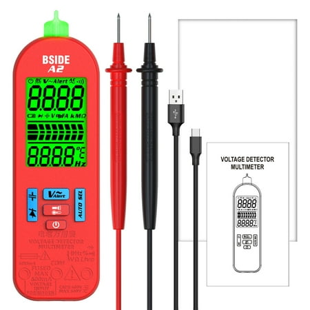 BSIDE A2 Smart Digital Multimeter Auto 5999 Counts NCV Universal Meter Handheld Multifunctional Tester Voltmeter Ammeter with Backlight Flashlight AC/