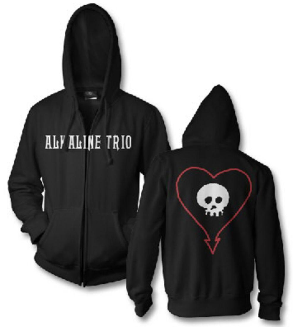 Alkaline Trio Men S Classic Heartskull Zippered Hooded Sweatshirt Small Black