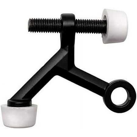 10 Pack - Matte Black Lite Duty Hinge Pin Adjustable Door Stop with White Tips : 6222