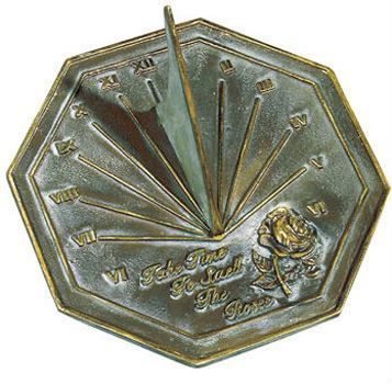Rome Rose Sundial - Solid Brass with Verdigris Highlights