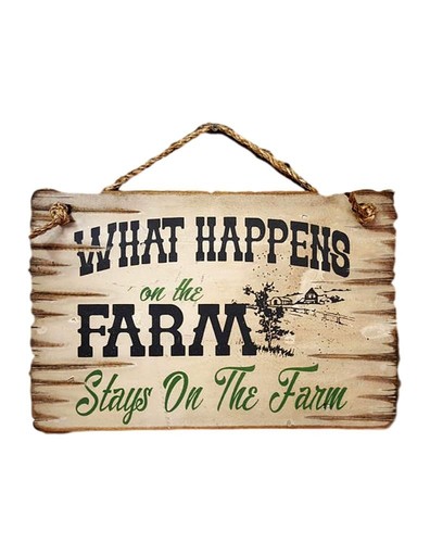 Cowboy Signs Wood Wall Hanging What Happens at the Farm White 8306