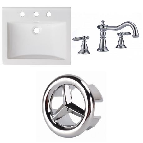American Imaginations 35.5-in. W 1 Hole Ceramic Top Set in White Color Ai-24326 White 0
