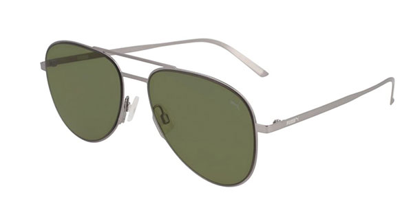Puma Gunmetal Green Lens Aviator 57mm Men's Sunglasses PU0160S 006