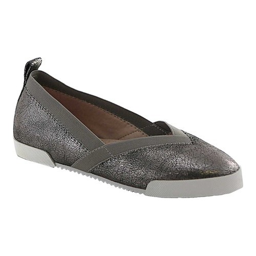 Women's Mootsies Tootsies Faye Flat Pewter Metallic Distressed Faux Leather