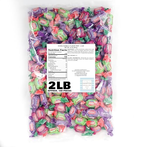 Dubble Bubble Assorted Fruit Flavored Gum - 2 Pound Bulk Bag (Approx. 140 Pieces) - Individually Wrapped Gum - the Hampton Popcorn & Candy Company (As thumbnail