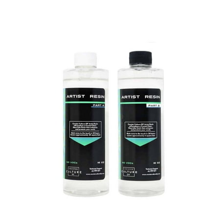 Counter Culture DIY Clear Artist Resin  32 Oz Kit  Art Epoxy Supplies for Metallic Stains Acrylic 100% Solids Easy Coat No VOCs Scratch UV Heat Resist