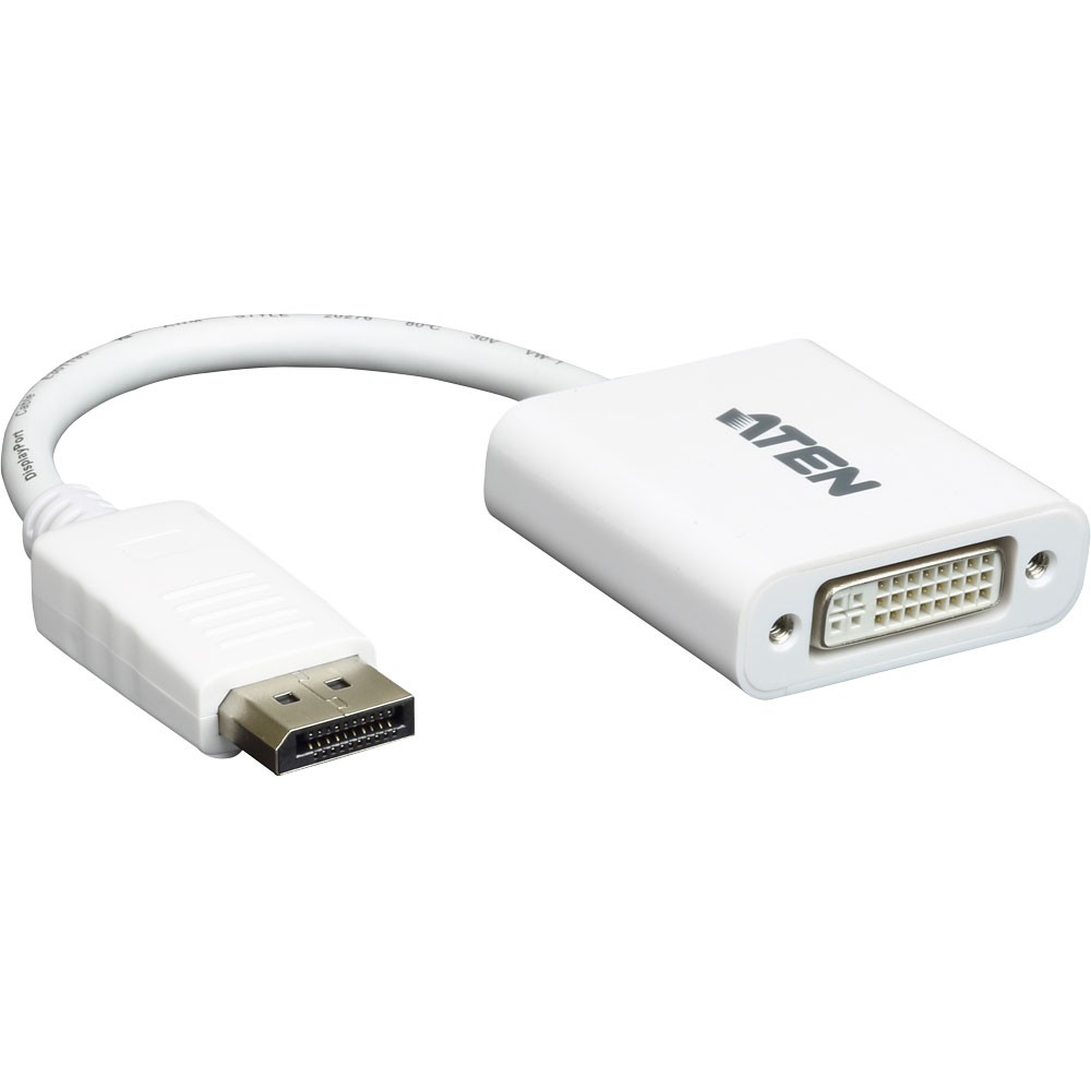 Aten DisplayPort to DVI Adapter, Converts DisplayPort Signals to DVI Output, DisplayPort 1.2 a Compliant, Supports VGA, SVGA, XGA,