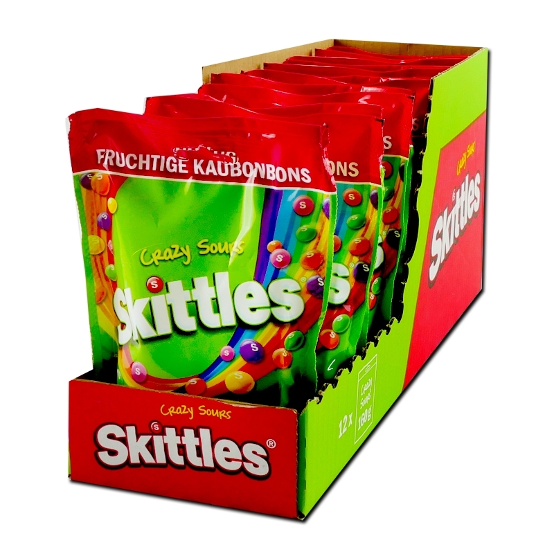 Skittles Crazy Sours 160g, Bonbons, Dragees, 12 Beutel